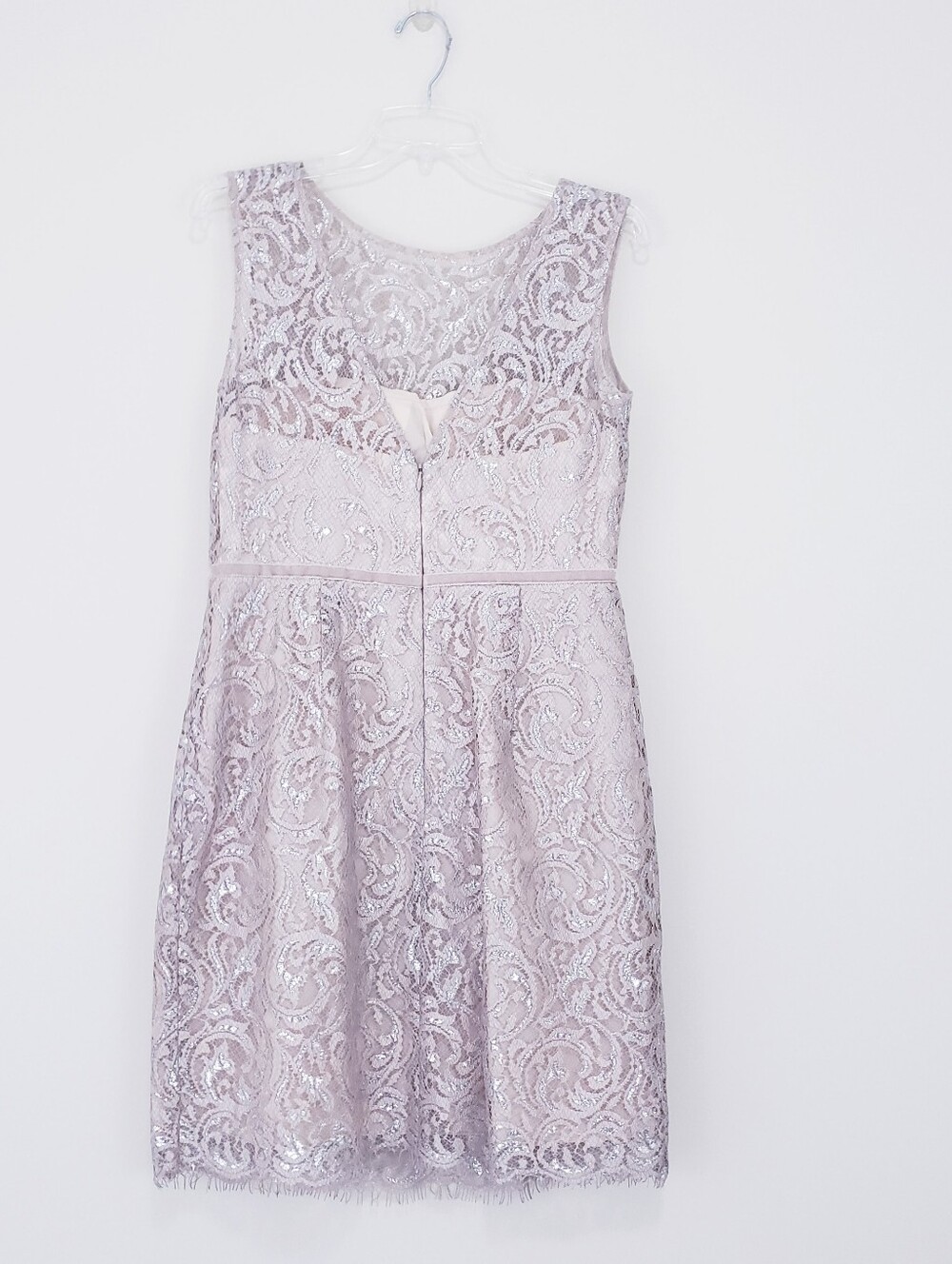 Jenny Yoo Harlow Metallic Bridesmaid Cocktail Lace Short Dress Size 10 Sandstone - Picture 8 of 10